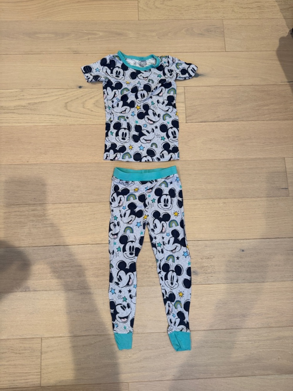 Little Sleepies Mickey Mouse Gray and Teal Kids Pajama Set